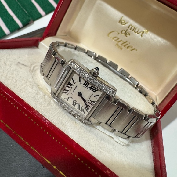 Cartier Accessories - Cartier Stainless Steel, white face with a diamond bezel Women's Watch
